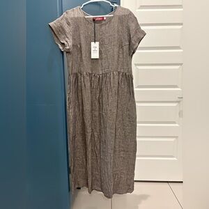 Pyne and Smith No 17 Full Length Linen Tea Dress Saville Stripe